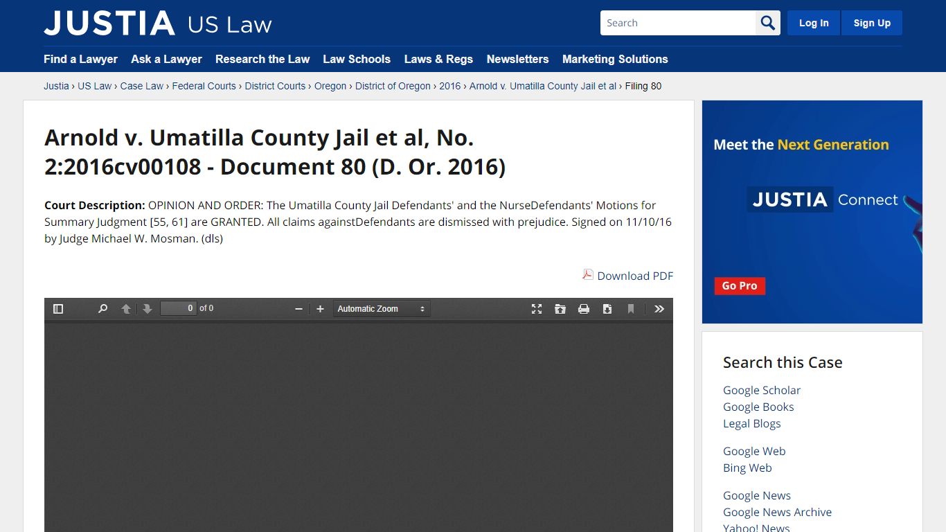 Arnold v. Umatilla County Jail et al, No. 2:2016cv00108 ...